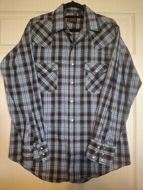 ELY PLAINS Men's Plaid Western Pearl Snap Long Sleeve Shirt